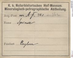 Etiketten zu Spinell (NHMW-MIN-Af361)
